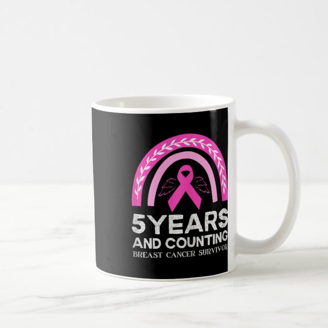 Taza De Café Superviviente de cáncer Tee 5 años Lluvia rosa sin (Derecha)