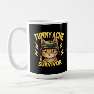 Taza De Café Superviviente de Dolor de Barriga Chiste de Gato M