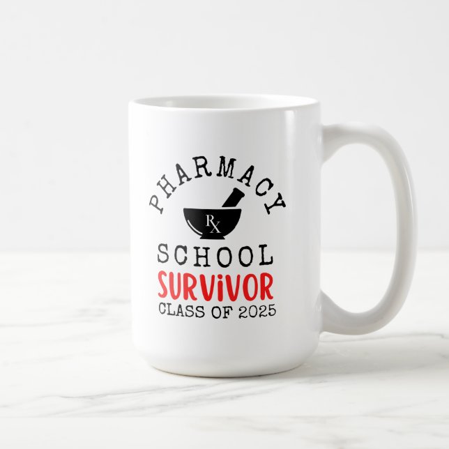 Taza De Café Superviviente de la escuela de farmacia Mug Clase  (Derecha)