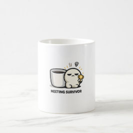 Taza De Café Superviviente de Reuniones - Personaje Cansado y D