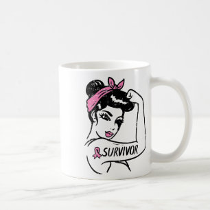 Taza De Café Superviviente del cáncer de mama Rosie Riveter Awa