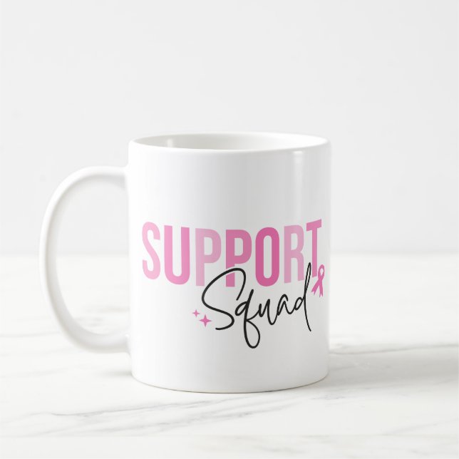 Taza De Café Support Squad Breast Cancer Pink Ribbon Awareness (Izquierda)