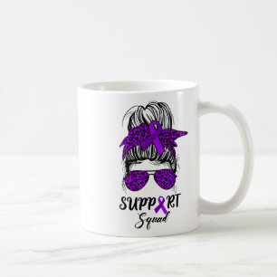 Taza De Café Support Squad Messy Bun Purple Warrior Heimerheime