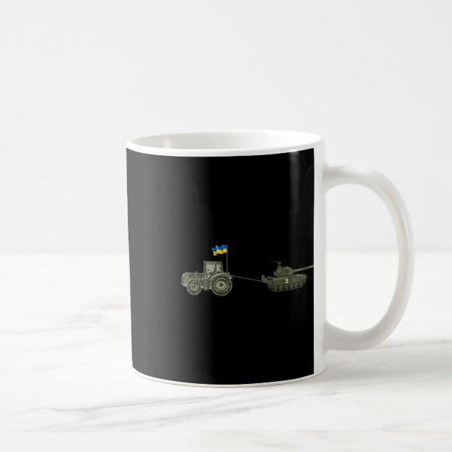 Taza De Café Support Ukraine Tractor Pulling A Russian  (Derecha)