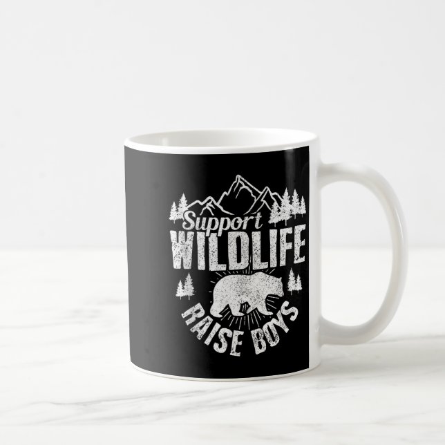 Taza De Café Suprt Wildlife Raise Boys Mom Dad Wild One Funny G (Derecha)