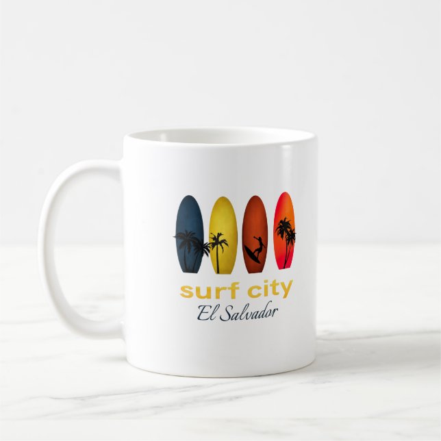 Taza De Café Surf city, El Salvador, salvadoreño, surfer (Izquierda)