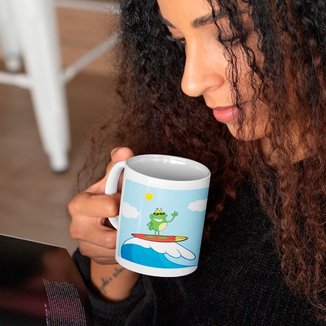 Taza De Café Surf De Rana En Un Café De Onda Oceánica (Subido por el creador)
