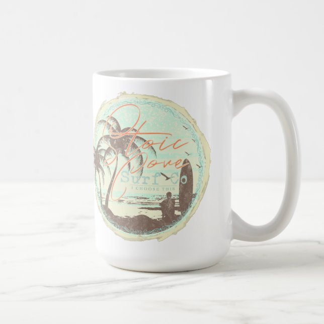 Taza De Café Surf estoico Beach Ocean Palm Trees - Mug (Derecha)