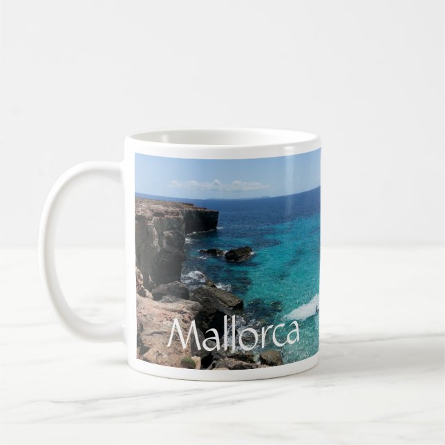 Taza De Café Surf estrellado sobre rocas, agua Verde azulada, C (Izquierda)