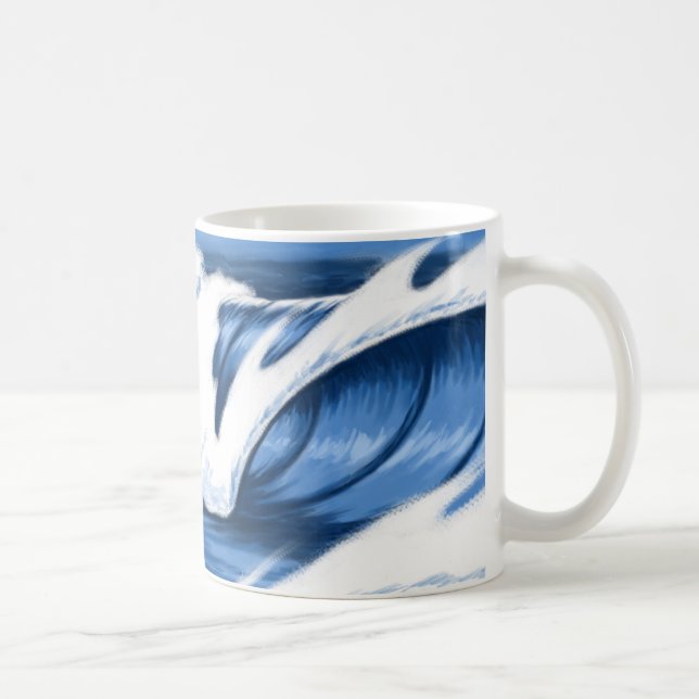 Taza De Café Surf hawaiano de gran ola ilustrado (Derecha)
