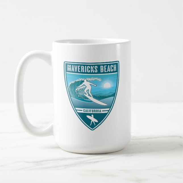 Taza De Café Surf Mavericks Beach California (Izquierda)