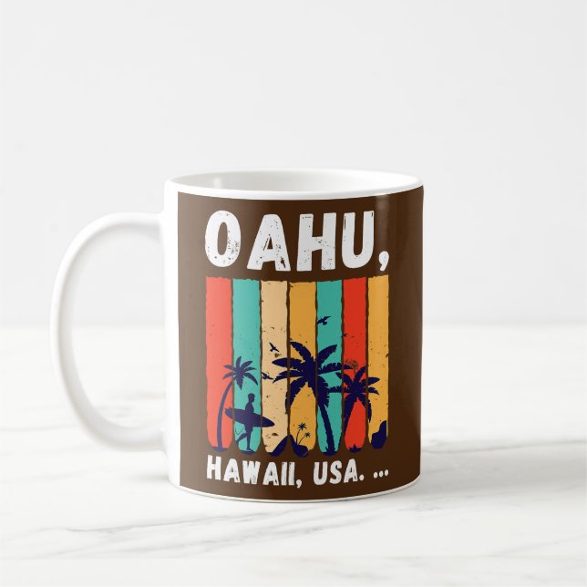 Taza De Café Surf Oahu Hawaii Estados Unidos Retro Surf (Izquierda)