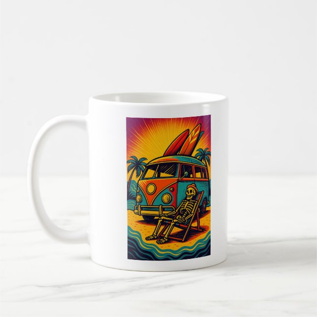 Taza De Café Surf Van Skeleton Sunset (Izquierda)