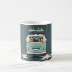 Taza De Café Surf Van Splash – Camper Retro de Playa