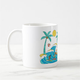 Taza De Café Surf & Waves – Cartoon Beach Gift Mug