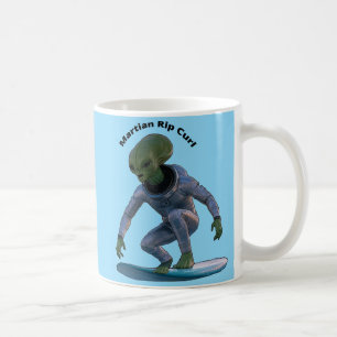 Taza De Café Surfboard Surfing Space Marciano Montando una Ola 