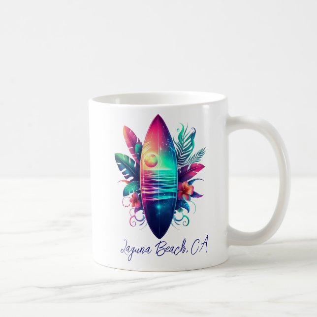 Taza De Café Surfboard Tropical Beach- (Derecha)