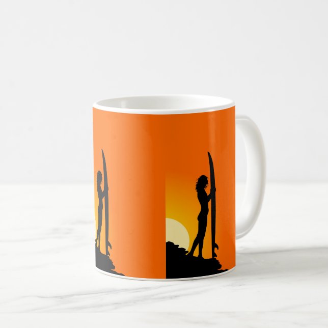 Taza De Café Surfer Chica Sunset Dreamscape (Anverso derecho)