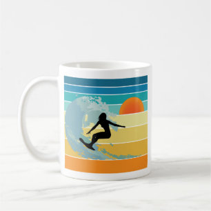 Taza De Café Surfer Chica Vintage Sunset