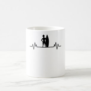 Taza De Café Surfer heartbeat olas surfista oleaje de surf Gift