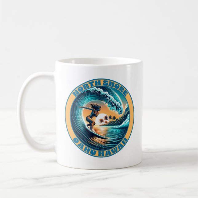 Taza De Café Surfer North Shore Oahu Hawaii (Izquierda)