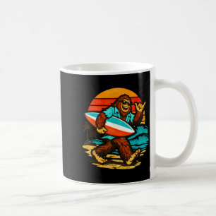Taza De Café Surfing bigfoot puesta de sol retro playa tropical