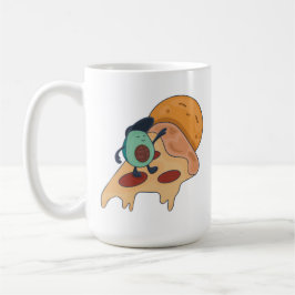 Taza De Café Surfing de aguacate en un trozo de pizza