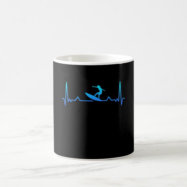 Taza De Café Surfing Heartbeat Surf Gift Surfer Mom (Centro)