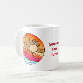Taza De Café Surfista De Aves De Verano
