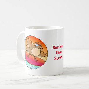 Taza De Café Surfista De Aves De Verano