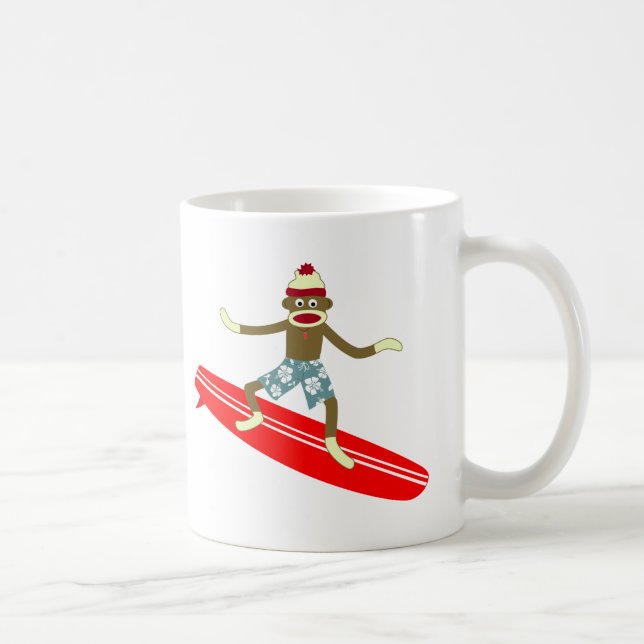 Taza De Café Surfista de mono de sock (Derecha)