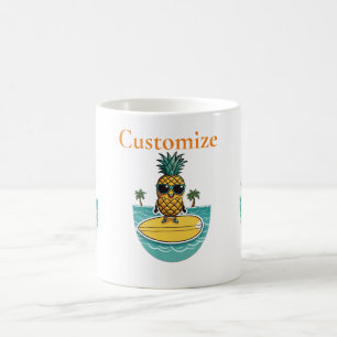 Taza De Café Surfista De Piña Viaja A Wave Thunder_Cove