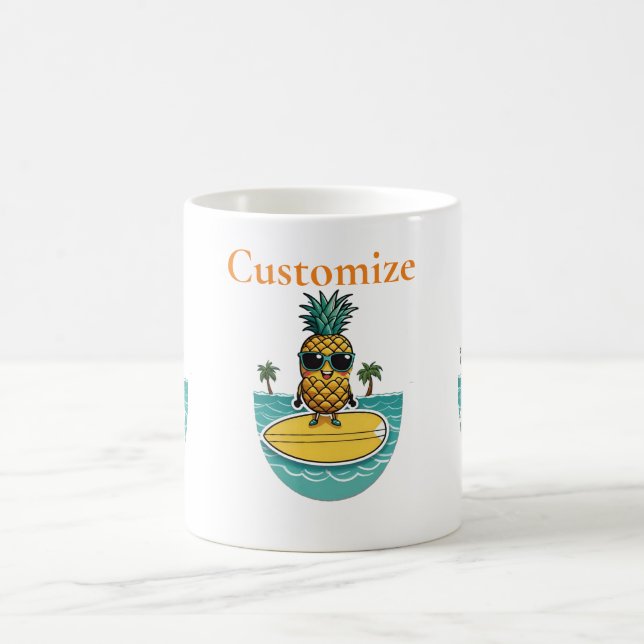 Taza De Café Surfista De Piña Viaja A Wave Thunder_Cove (Centro)