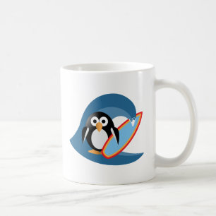 Taza De Café Surfista de pingüino