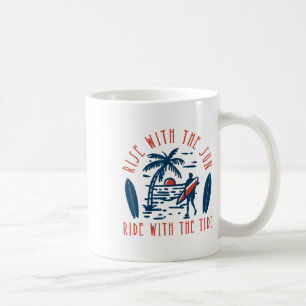 Taza De Café Surfista de surf ascender con el sol montar con la