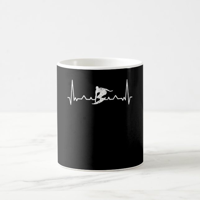 Taza De Café Surfista Heartbeat Surfing Gift Idea (Centro)