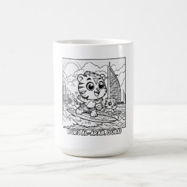 Taza De Café Surfistas de tigres de Kawaii en el Personalizado 