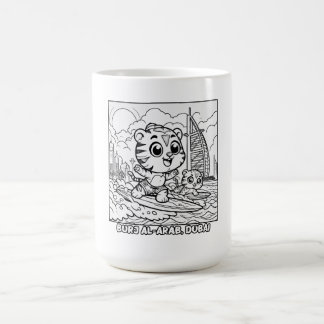 Taza De Café Surfistas de tigres de Kawaii en el Personalizado 