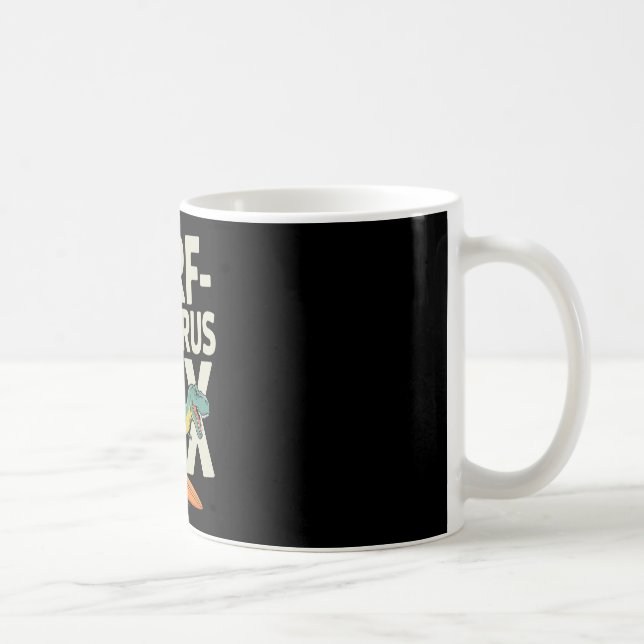 Taza De Café Surfosaurus Rex Dinosaurio Divertido de Surf (Derecha)