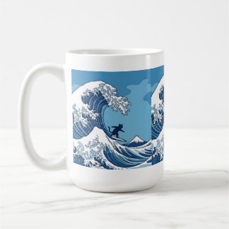 Taza De Café Surf's Up, Kanagawa – The Great Wave Cat Surfer