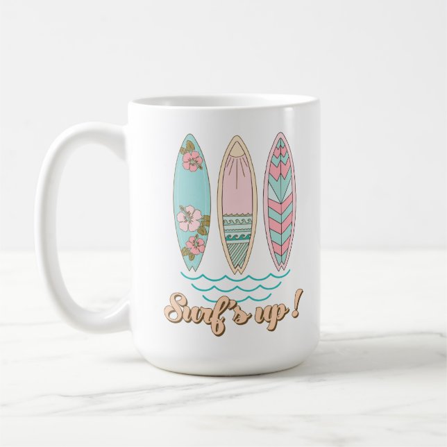 Taza De Café Surf's Up Surfboards Summer Beach Life (Izquierda)