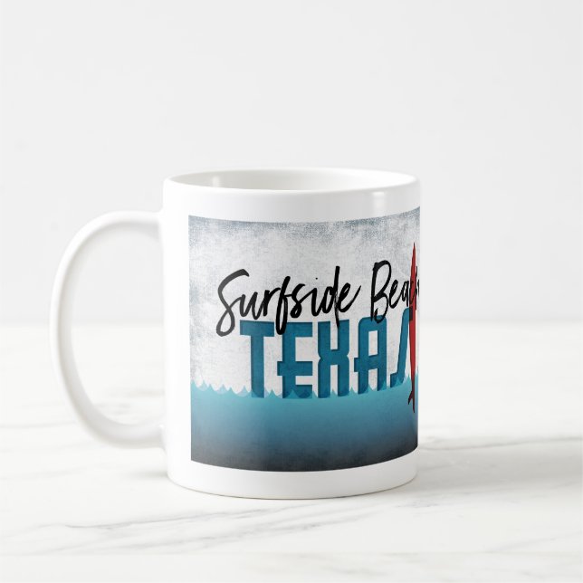 Taza De Café Surfside Beach Texas Surfboard (Izquierda)