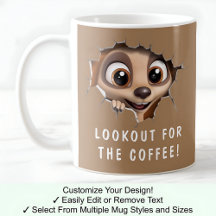Suricata en una taza. Novedad para amantes de las