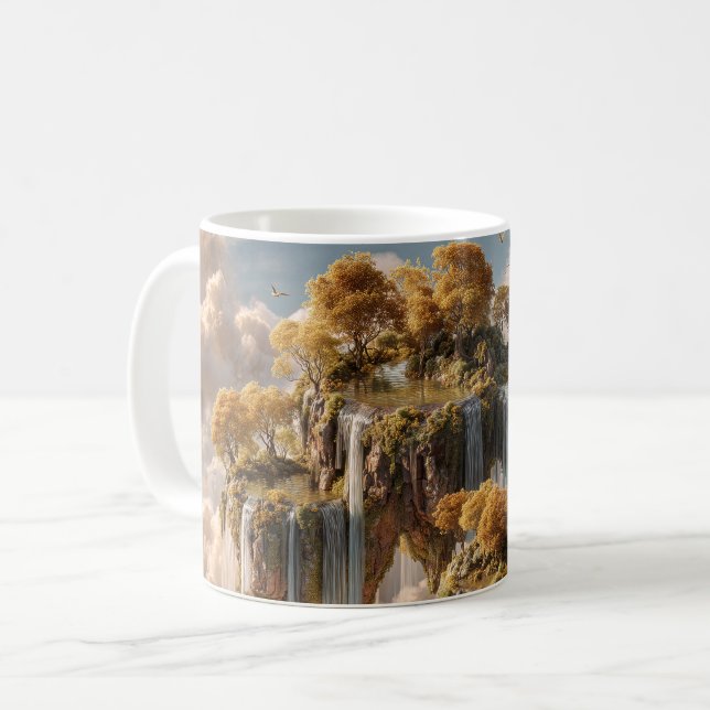 Taza De Café Surreal Floating Islands With Golden Trees (Anverso izquierdo)