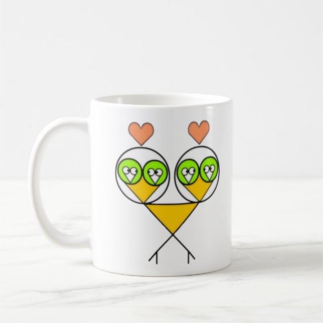 Taza De Café Surreal Fractal Lovebirds Mug (Izquierda)