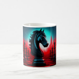 Taza De Café Surreal intrincada pieza de ajedrez Black Knight