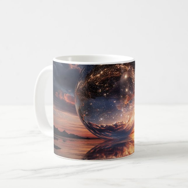 Taza De Café Surreal Reflective Sphere Containing Stars (Anverso izquierdo)