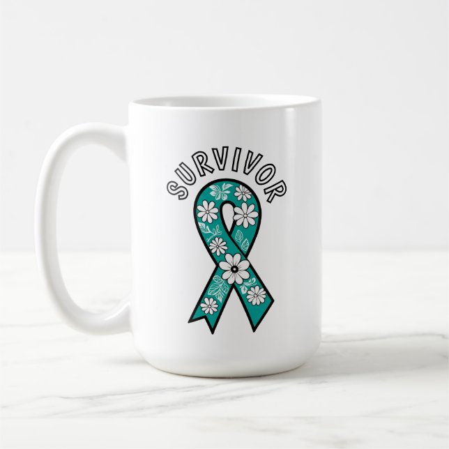 Taza De Café Survivor SA Teal Awareness Ribbon (Izquierda)