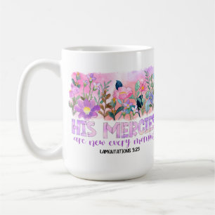 Taza De Café Sus misericordias son nuevas Biblia cristiana Flor