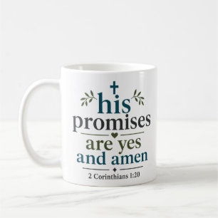 Taza De Café Sus promesas son sí y amén Escrituras Cristianas
